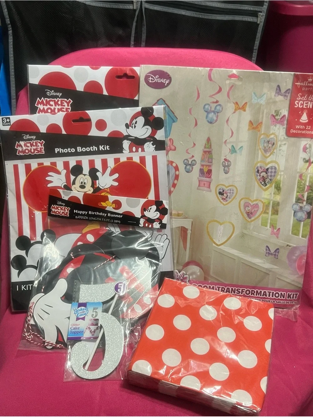 Disney Mickey Mouse Red and White Polka Dot Party Decor Kit